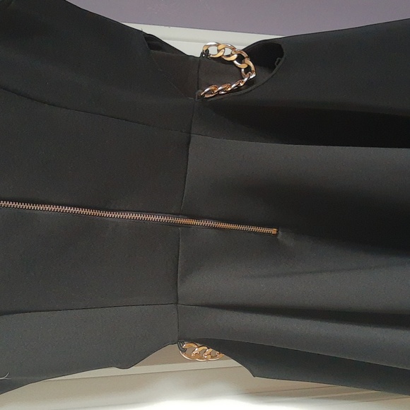 Marciano Black A-line dress with cut out side and gold chain detail - Picture 2 of 4